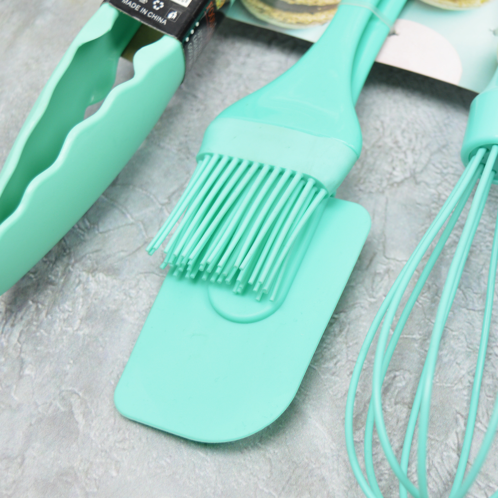 Набор кухонных принадлежностей силиконовый: лопатка+щипцы+кисточка+венчик, NNATA2