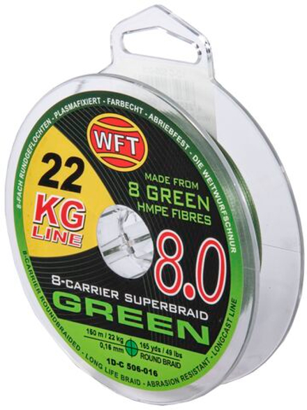 Леска плетёная WFT KG x8 Green 150 м, 0.16 мм
