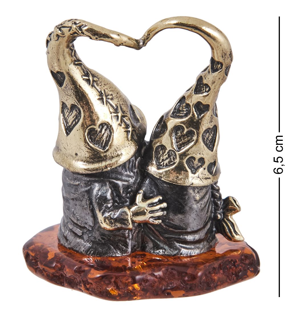Народные промыслы AM- 342 Фигурка «Гномики Любовь» (латунь, янтарь)