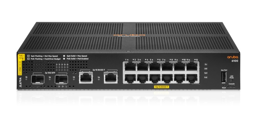 Коммутатор HPE Aruba 6100 12G Class4 PoE 2G/2SFP+ 139W Switch (JL679A#ABB)