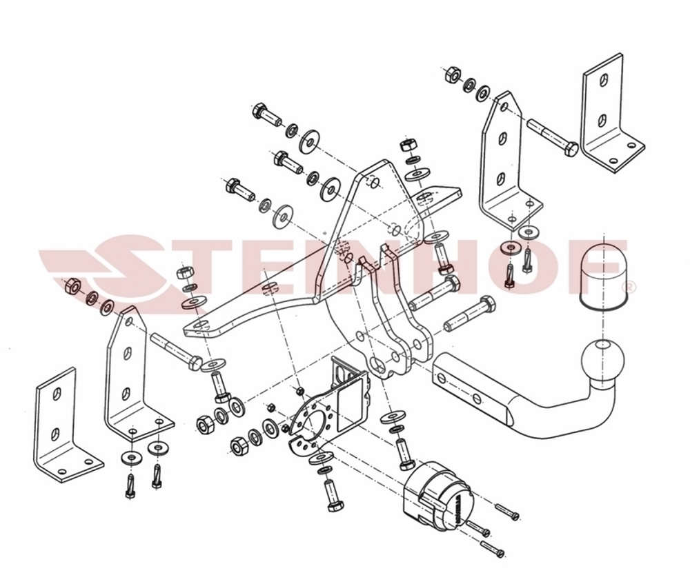 Фаркоп Steinhof S-018 для Saab 9-5 1997-2011(паспорт и сертификат в комплекте)(без электрики)