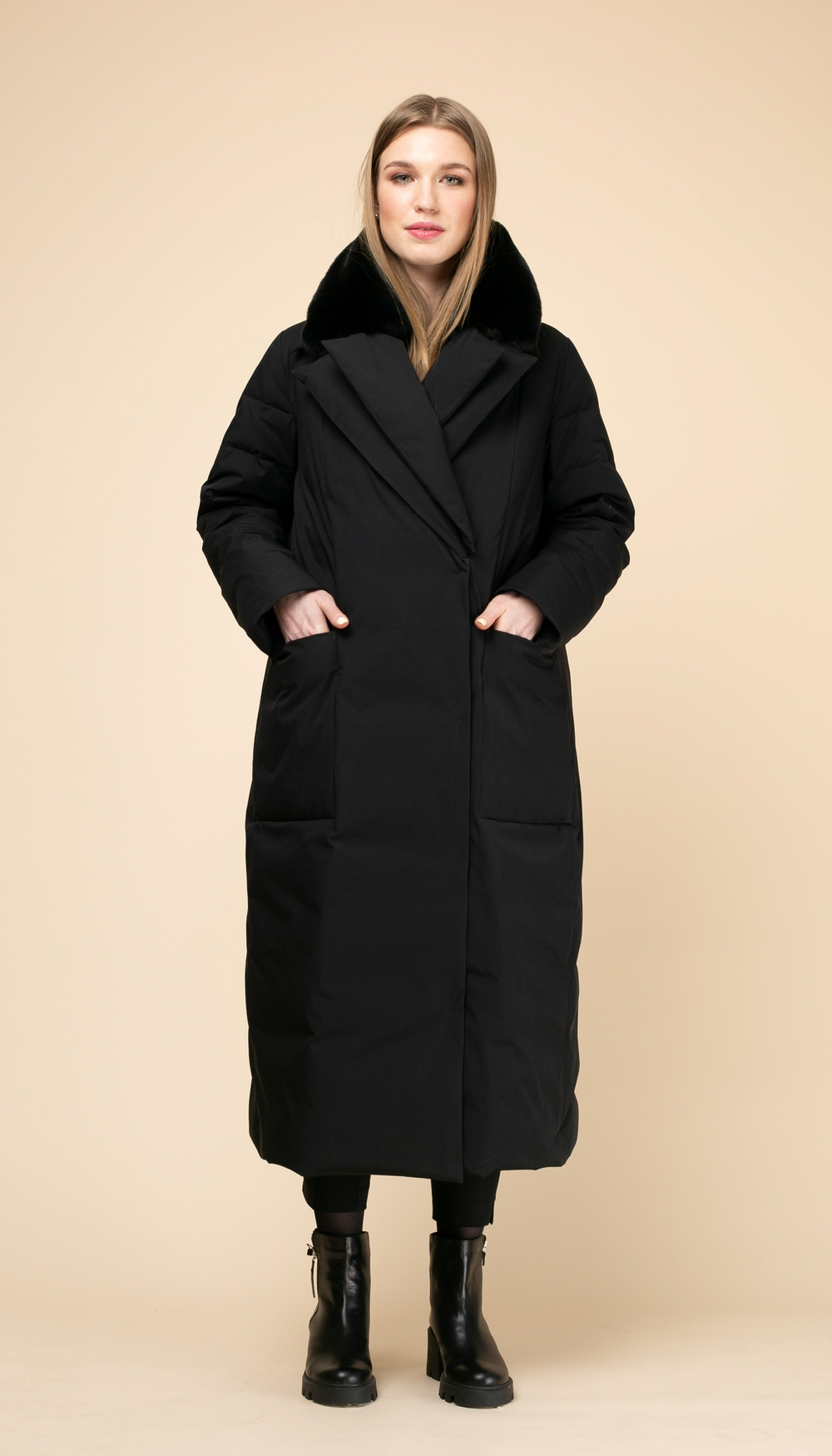 8809 черный пальто женское шиншиловый кролик 782