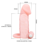 Телесная рельефная вибронасадка 15см с клиторальным стимулятором Baile BI-016011-1