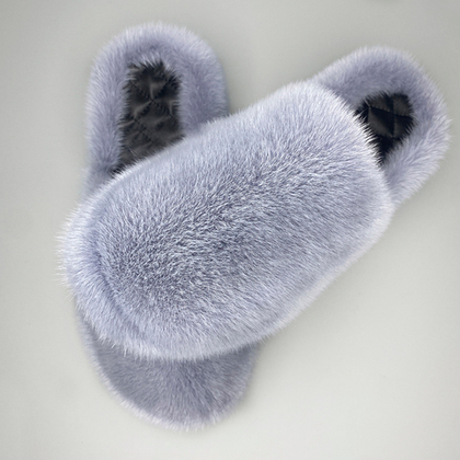 Обувь из норки | Закрытый нос | Серо-голубой