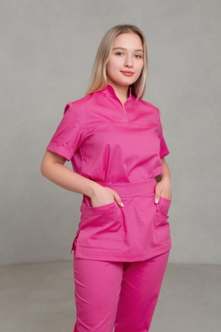 Костюм женский розовый (поло + джоггеры)