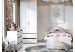 Комод Валенсия белый текстурный широкий