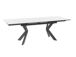 Стол VECTRA-150, раздвижной 150(40+40)x90, МРАМОР СВЕТЛЫЙ - COMPAKT CER/ЧЕРНЫЙ, (2 упак.)