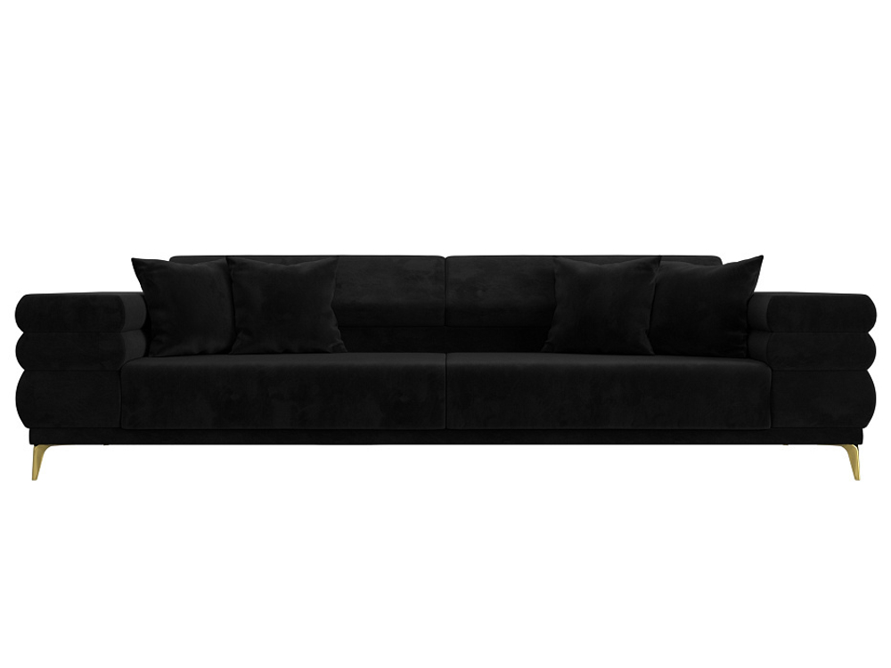 Диван прямой Лига-021, Черный, Велюр, 119121
