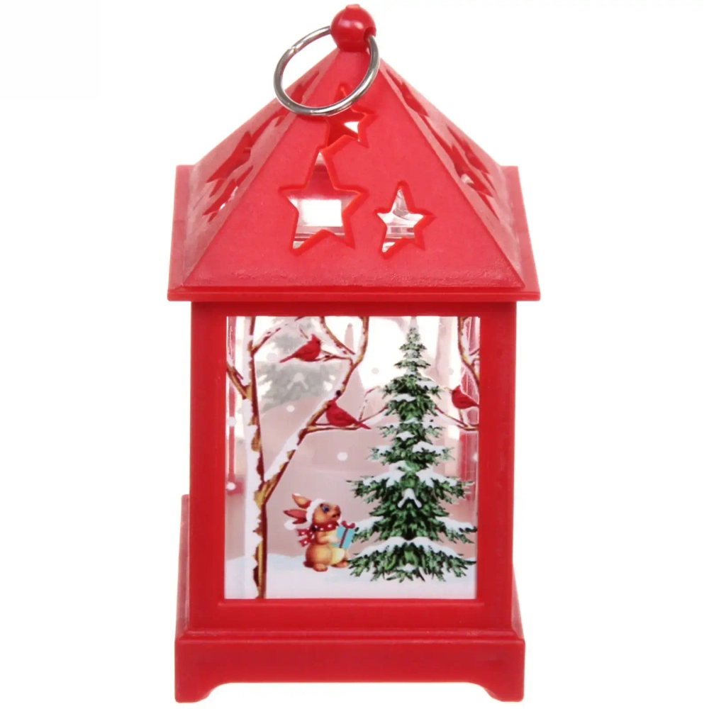 Сувенир с подсветкой «Звездный домик с Дедом Морозом» 12,5*6,5 см, Красный