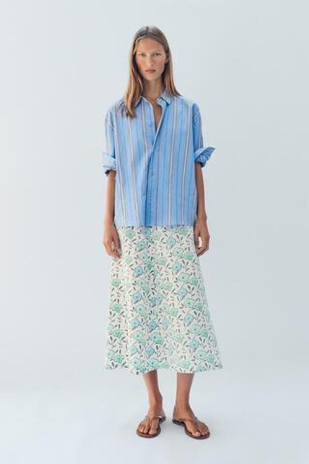 ZARA ЮБКА МИДИ ИЗ ЛЬНЯНОЙ СМЕСИ С ЦВЕТОЧНЫМ ПРИНТОМ - LIMITED EDITION, С ПРИНТОМ