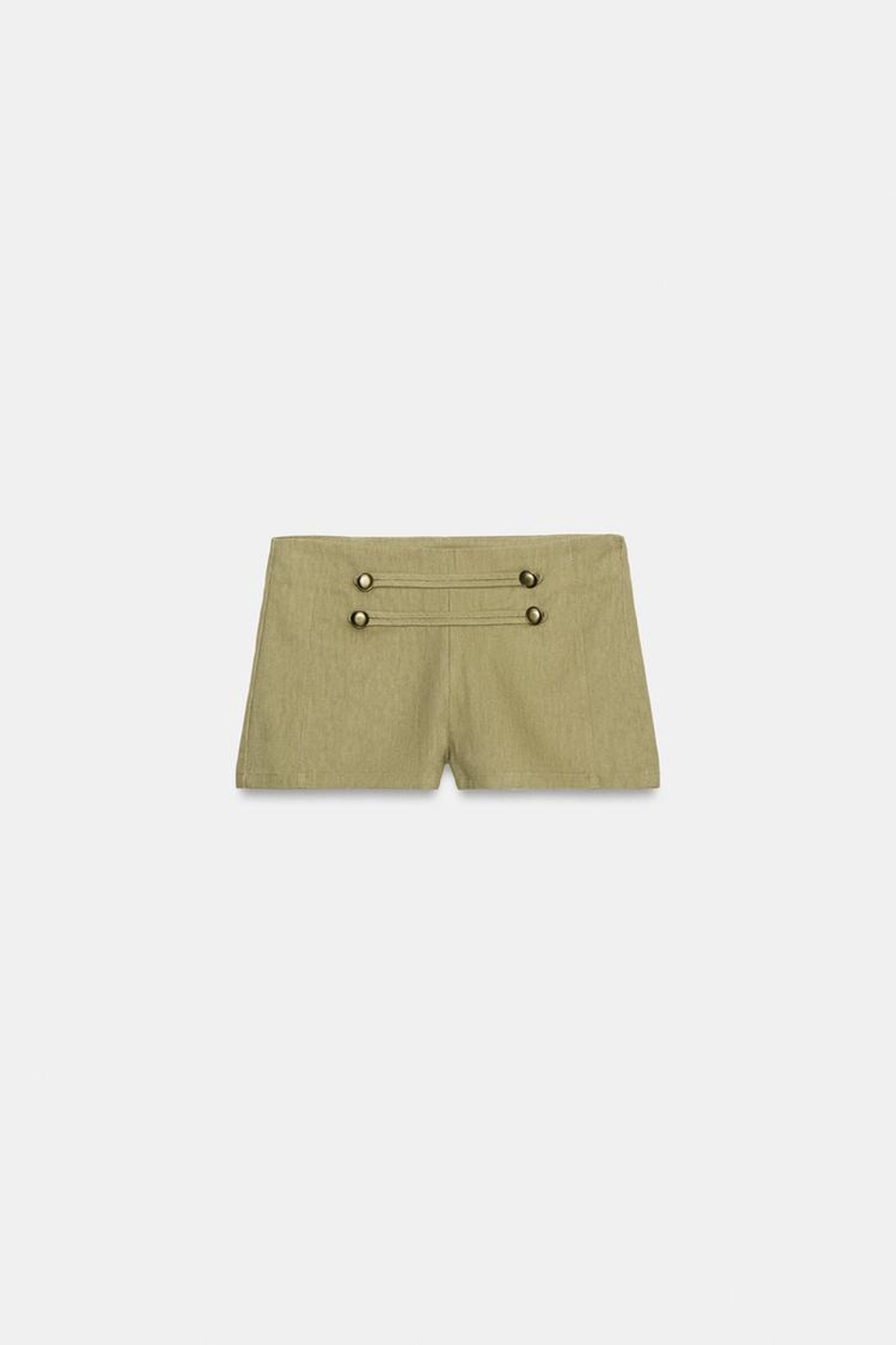 ZARA МИНИ-ШОРТЫ С ПУГОВИЦАМИ, ХАКИ