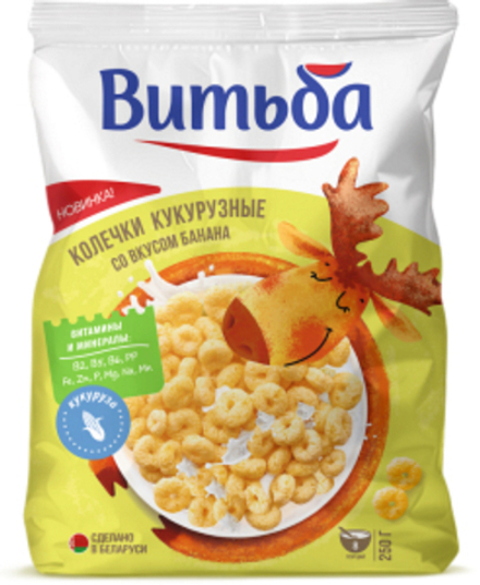 Колечки кукурузные со вкусом банана 250г. Витьба