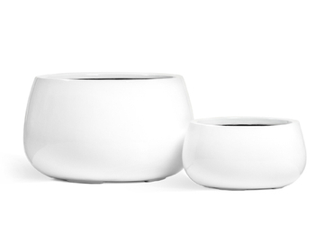 Кашпо TREEZ Effectory - Gloss - Низкая Design-чаша - Белый глянцевый лак