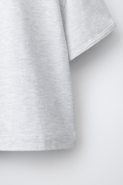 ZARA ОДНОТОННАЯ ФУТБОЛКА, СЕРЫЙ МЕЛАНЖ