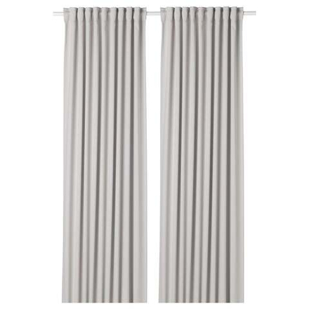 IKEA MAJGULL  (ИКЕА МАЙГУЛЛ)  -  Шторы, 1 пара, на ленте/светло-серый, 145x250 см