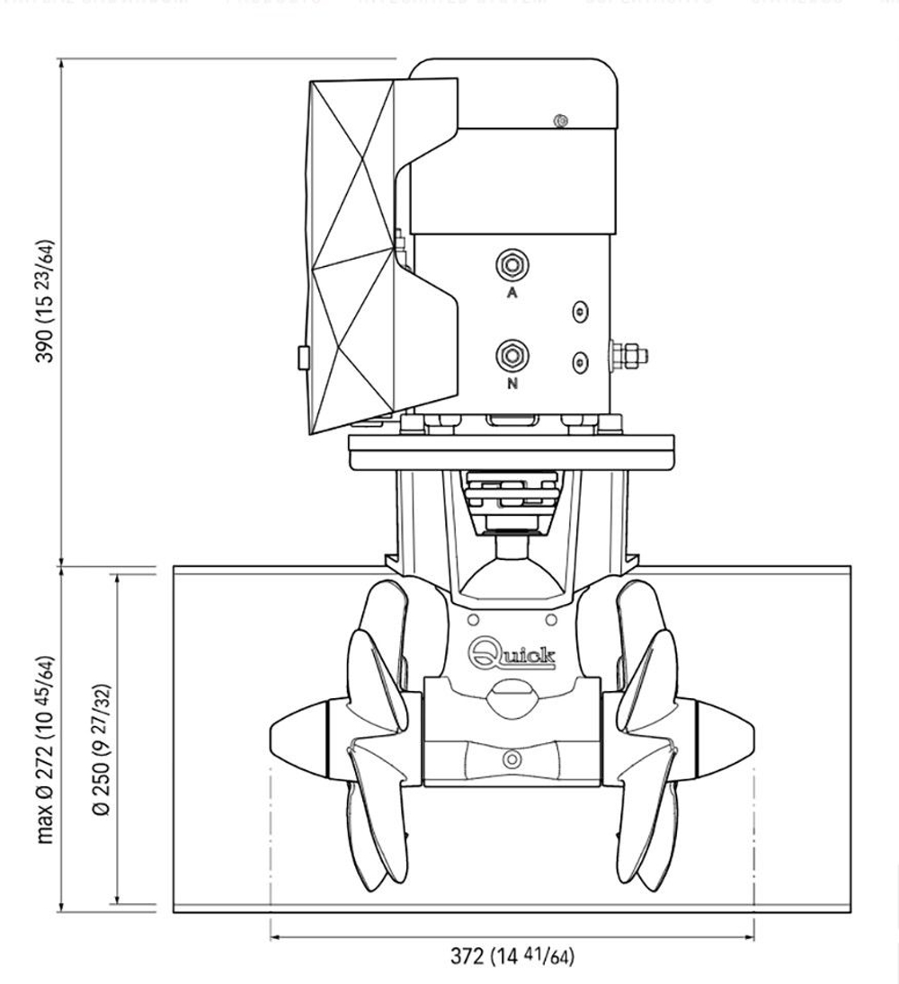 Подруливающее устройство, два винта, 6,5 кВт, 24 В, 250 мм (10252145 )