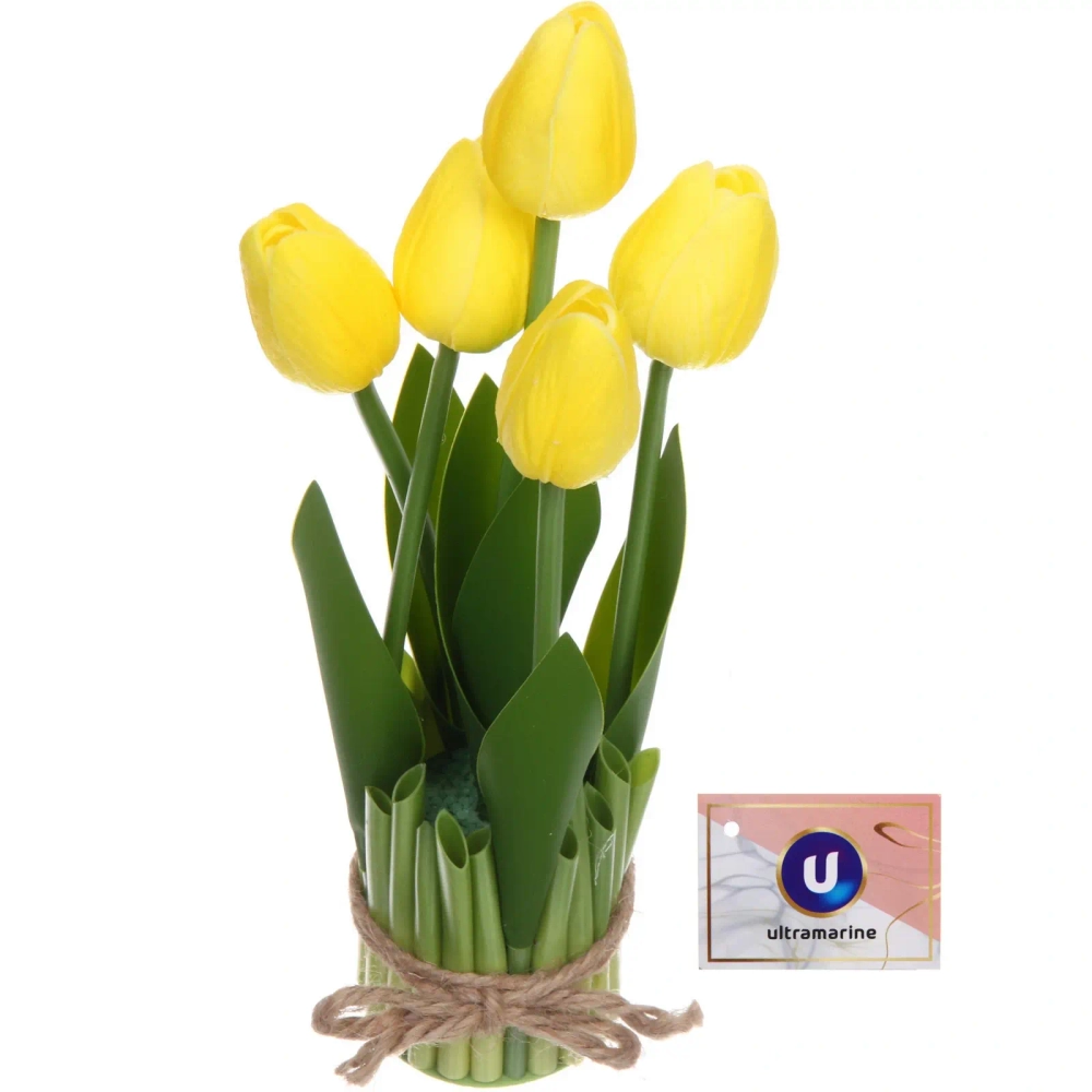 Цветочная композиция «Весенняя рапсодия» 10*26см Тюльпаны желтые