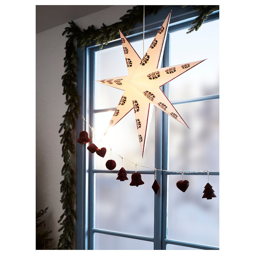 Новогоднее украшение (звезда) Födelse, 90 см, белый/с рисунком, бумага