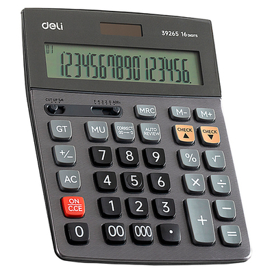 Калькулятор настольный DELI "39265" 16 разрядный, 205х155х33 мм, серый
