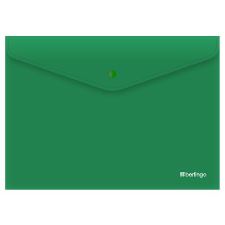 Папка-конверт на кнопке А4, Berlingo City Style, 200мкм, непрозрачная, зеленая