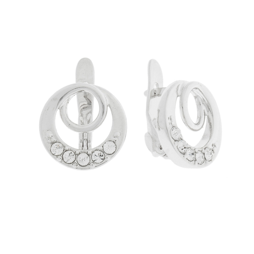 "Икуку" серьги в родиевом покрытии из коллекции "Воздух" от Jenavi  с английским замком