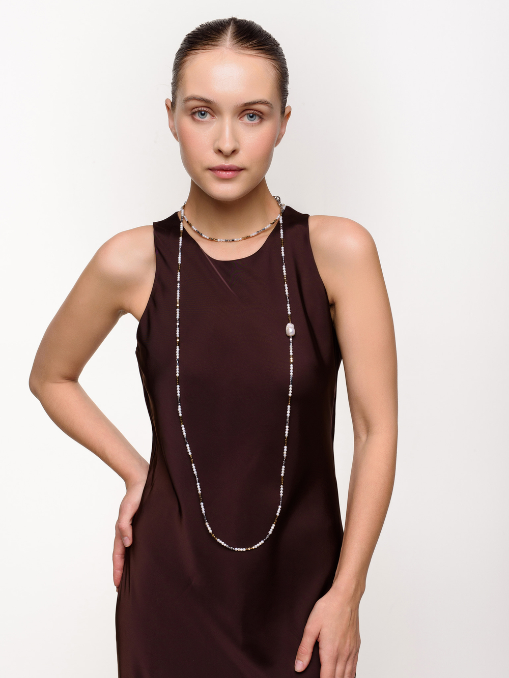 Чокер "Hematite pearl gray" Silver