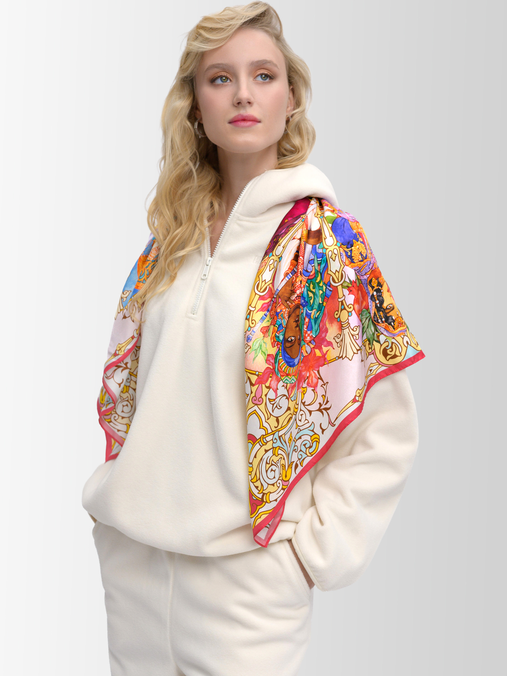 Платок «БРИКС 2024» 100% шёлк