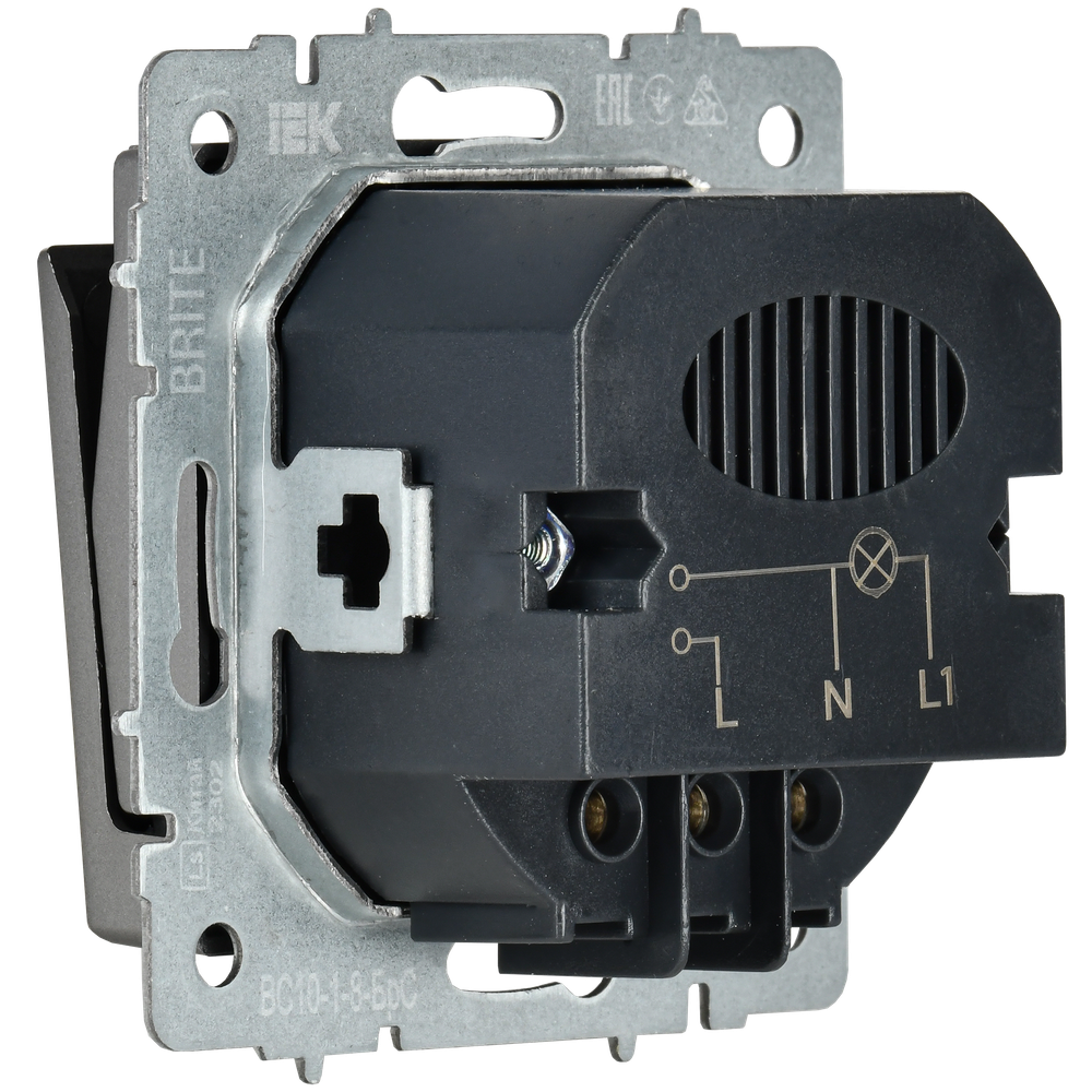 BRITE Выключатель карточный 30А ВС10-1-8-БрС сталь IEK