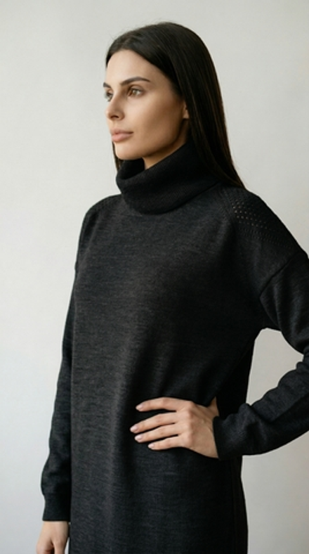 Платье шерстяное Т045-07 черный