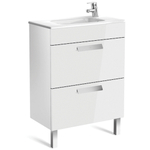 Тумба Debba 600 2 ящика, белый глянец/Раковина Debba Compact Unik 60, ZRU9307638