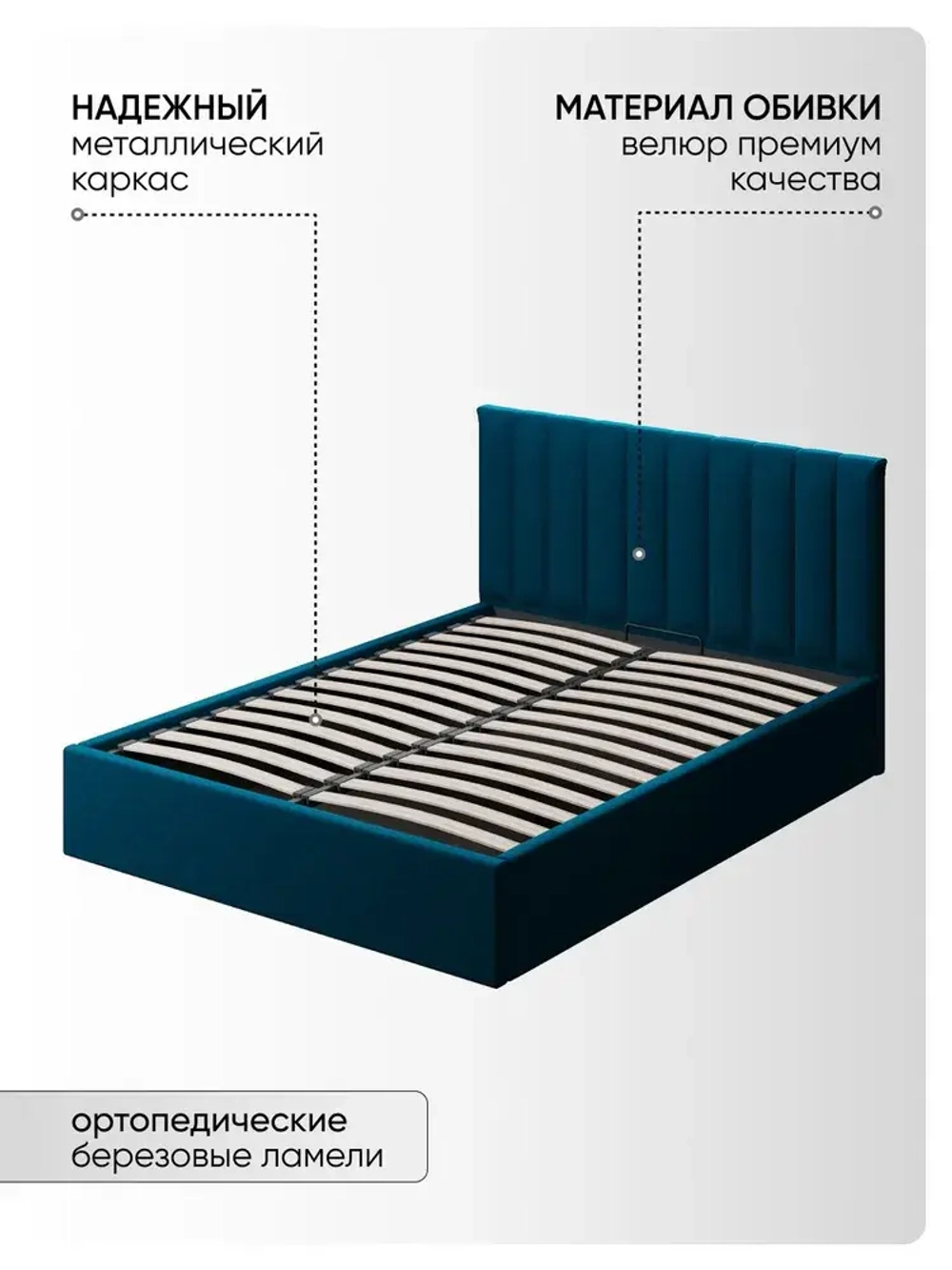 Двуспальная кровать 160х200 "Алина" Синий