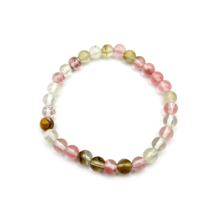 Браслет Халцедон (прозрачный, золотистый, розовый) шар 6 мм