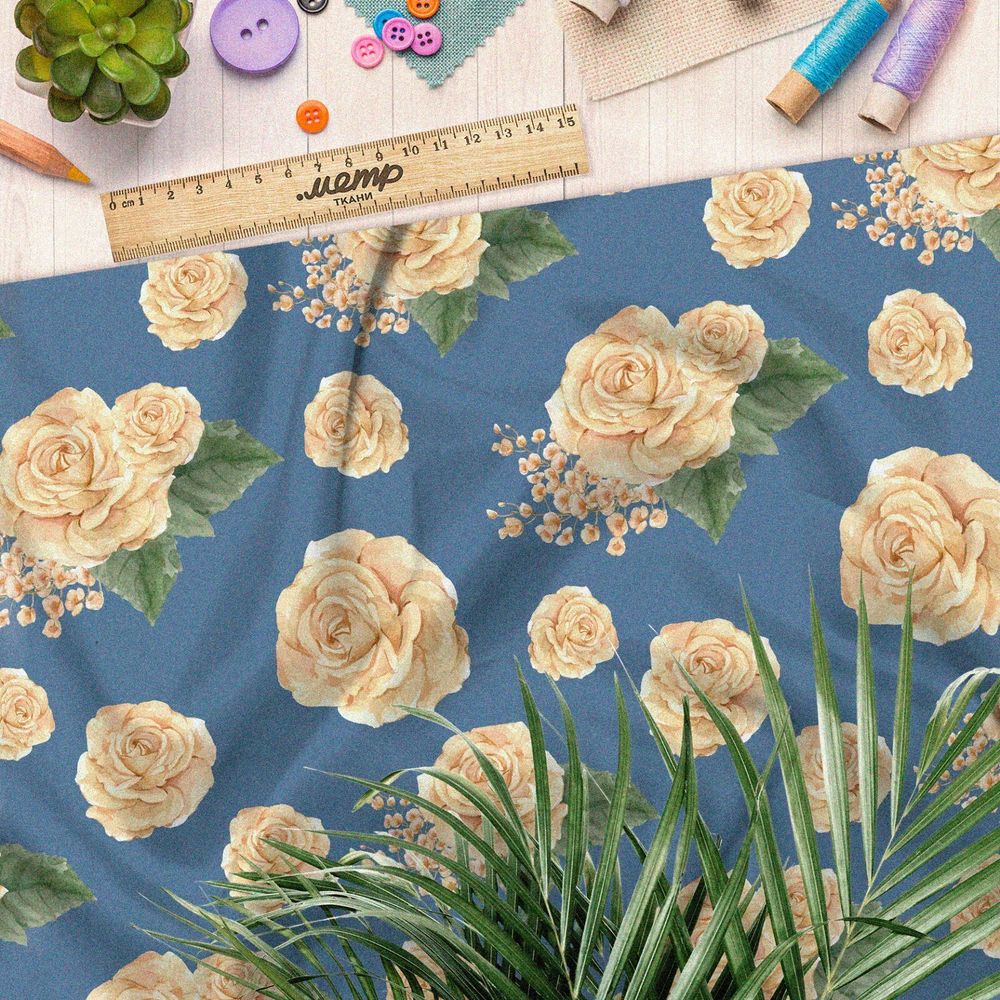 Ткань оксфорд 600 розы кремового оттенка