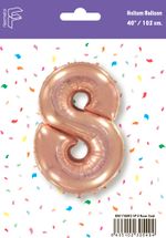 Шар (40''/102 см) Цифра, 8, Розовое Золото, 1 шт. в уп.