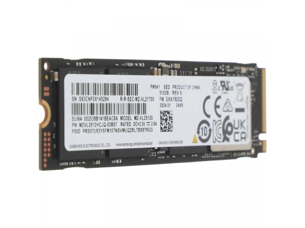 SSD накопитель Samsung PM9A1 512ГБ, M.2 2280, PCIe 4.0 x4, NVMe [MZVL2512HCJQ-00B07]
