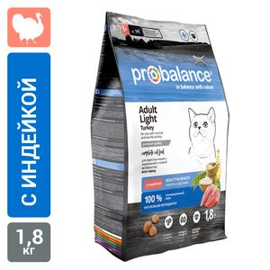Сухой корм Probalance Adult Light Turkey для кошек с нормальной и низкой активностью с индейкой