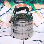 Контейнер для продуктов металлический 13,5*11см 2 уровня, круглый