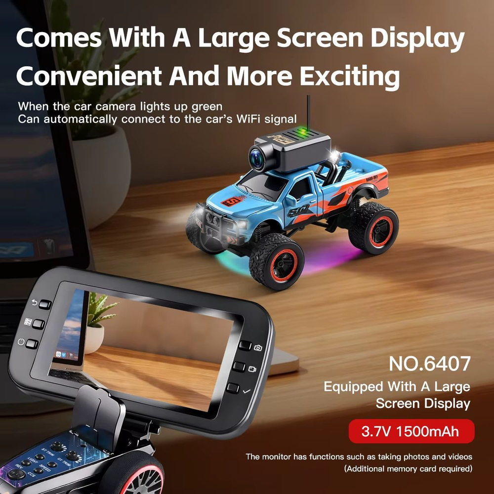 Радиоуправляемый монстр WLtoys 1/64 RC Cars 6407 камера+дисплей , версия с гироскопом
