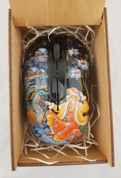 Мышь беспроводная с ручной росписью "Емеля" N3