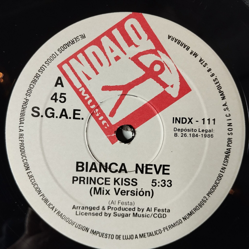 Винтажная виниловая пластинка LP Bianca Neve Prince Kiss (Spain 1986) Maxi Single 45 RPM