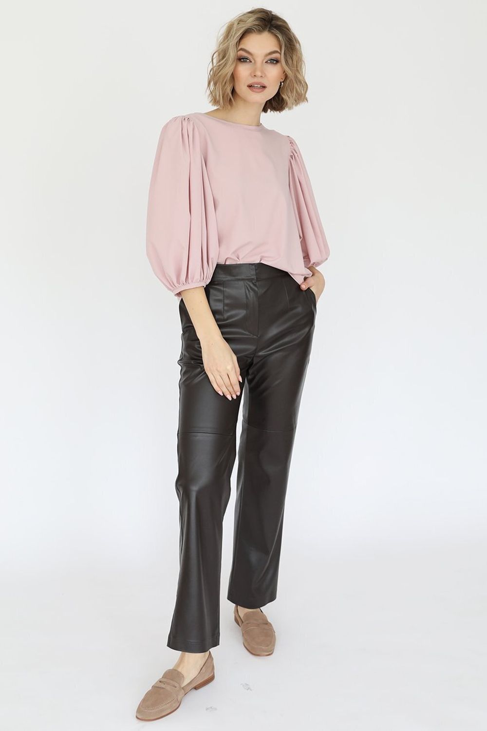 Брюки прямые из искусственной кожи, 1.05.028.19.635 Look Like Cat (Акция)