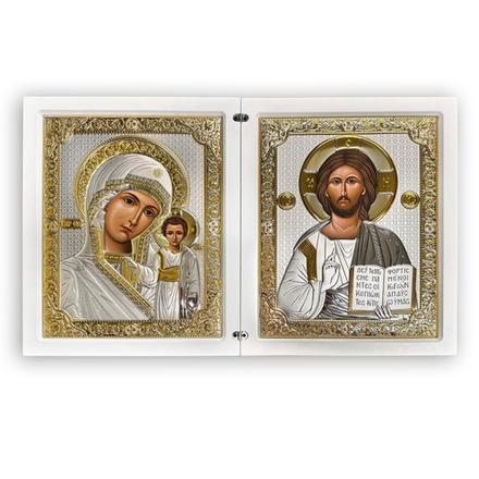 Складень прямоугольный -  30х19 серебрение, белое дерево PS-4 (Греция)