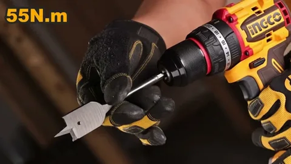 Аккумуляторный бесщеточный шуруповерт INGCO CDLI205581 INDUSTRIAL 20 В 55 Нм 22+1