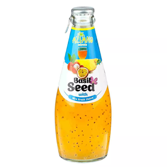 Напиток Aziano Mixed juice with Basil seed Drink Мультифрукт с семенами базилика, 290 мл (Вьетнам)