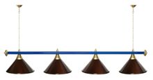 Лампа STARTBILLIARDS 4 пл. (плафоны зеленые,штанга коричневая,фурнитура золото)