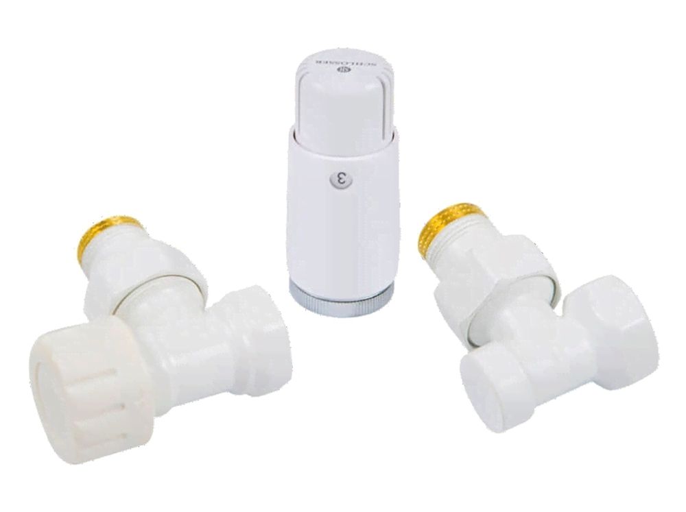Комплект подключения угловой STANDARD MINI 1/2quot; (белый) с термоголовкой MINI DIAMANT М30х1,5