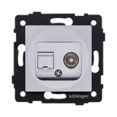 Розетка двойная TV (мама) + RJ45 Cat.6, серый Kollinger REA-021GY для Aspekt, Eleganz, Reflex