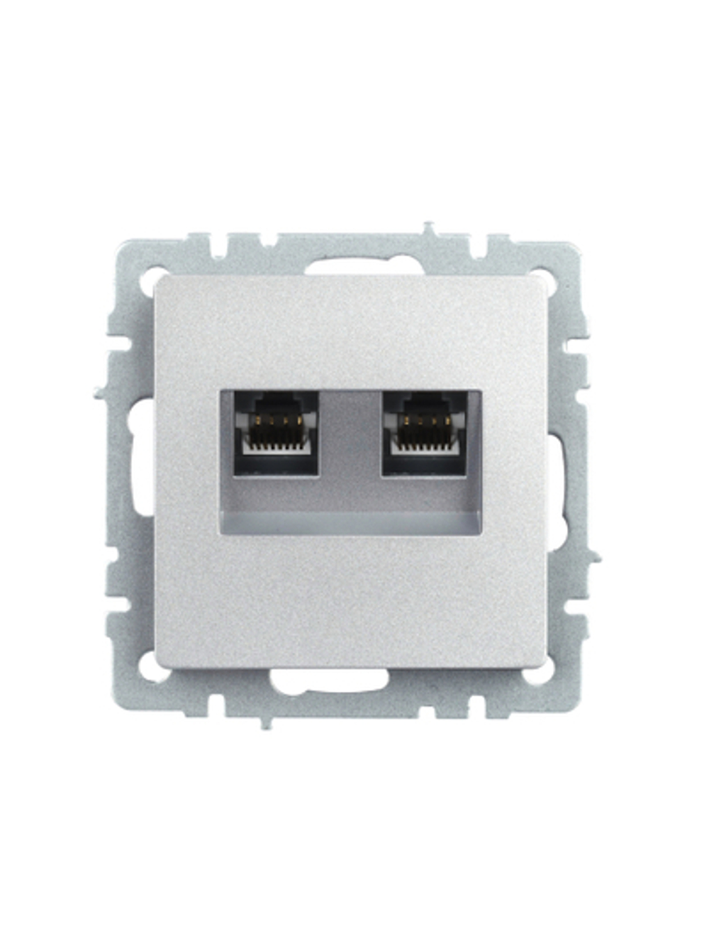 BRITE Розетка двойная RJ11+RJ45 кат.5E РК/Т12-БрА алюминий IEK