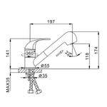 Смеситель для кухни душ 40к F6002-B FRAP (ВЫДВИЖ.ЛЕЙКА, п/шпильку, хром, силумин)