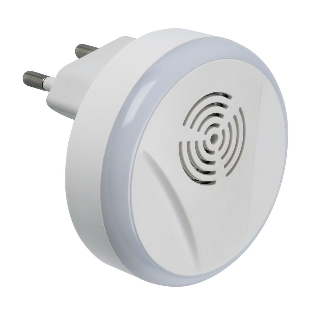 UDR-E15 WHITE Ультразвуковой отпугиватель насекомых и грызунов. 220В. Площадь до 120м2. С подсветкой. Белый. TM Uniel